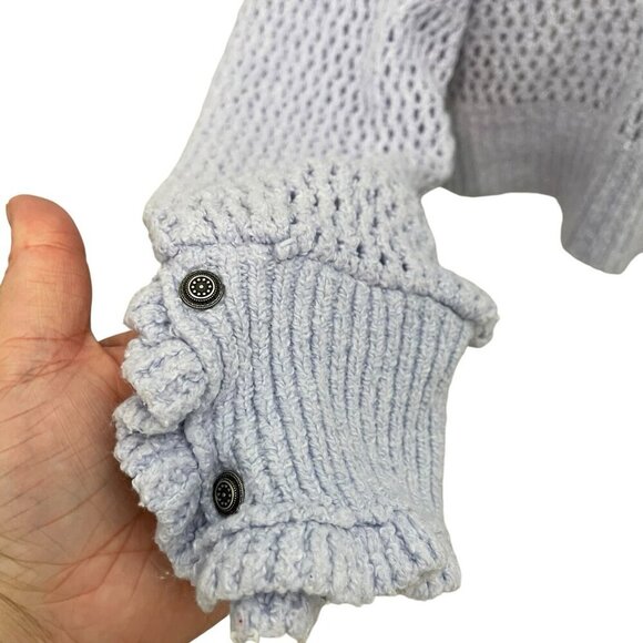 Free People Cropped Drop Shoulder Pullover V-Neck Sweater Periwinkle size Large - Picture 4 of 7